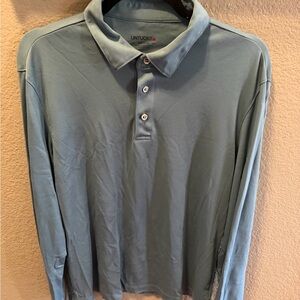 UNTUCKit Men's Blue Polo long sleeve Shirt 100% cotton Damascino size medium EUC